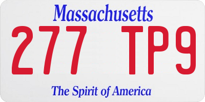 MA license plate 277TP9