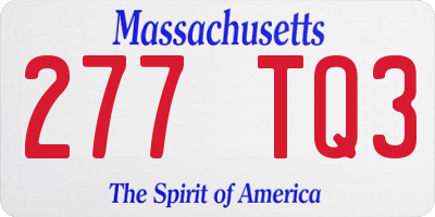 MA license plate 277TQ3