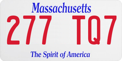 MA license plate 277TQ7