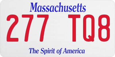 MA license plate 277TQ8