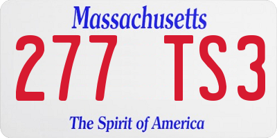MA license plate 277TS3