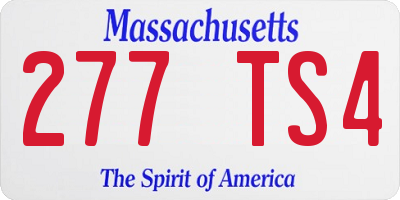 MA license plate 277TS4