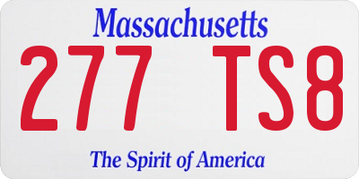 MA license plate 277TS8
