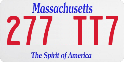 MA license plate 277TT7
