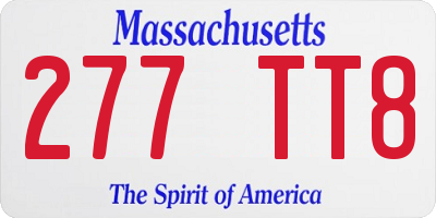 MA license plate 277TT8