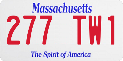 MA license plate 277TW1