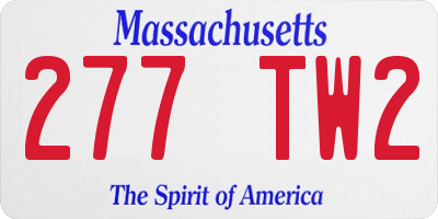 MA license plate 277TW2