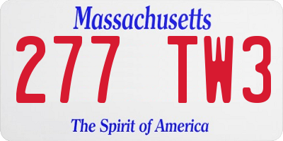 MA license plate 277TW3