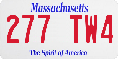 MA license plate 277TW4