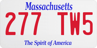 MA license plate 277TW5