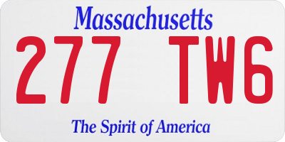 MA license plate 277TW6