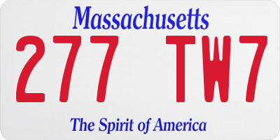 MA license plate 277TW7