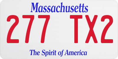 MA license plate 277TX2