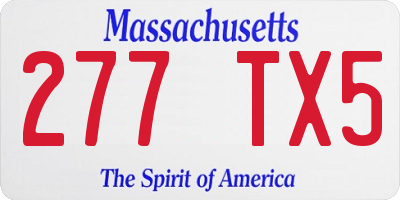 MA license plate 277TX5