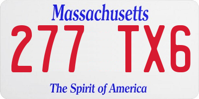 MA license plate 277TX6