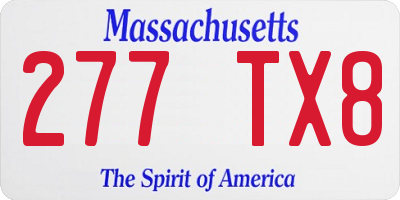 MA license plate 277TX8