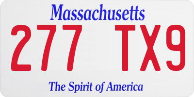 MA license plate 277TX9