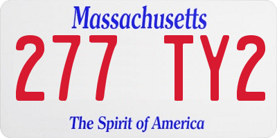 MA license plate 277TY2
