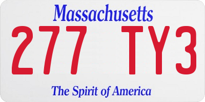 MA license plate 277TY3