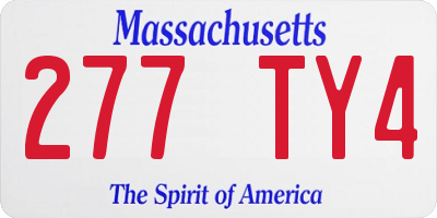 MA license plate 277TY4