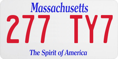 MA license plate 277TY7