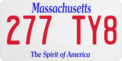 MA license plate 277TY8