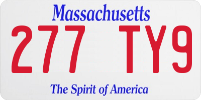 MA license plate 277TY9