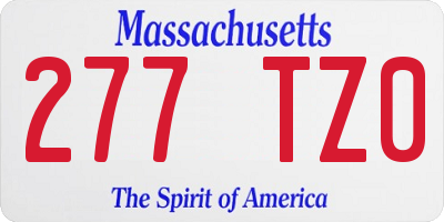 MA license plate 277TZ0