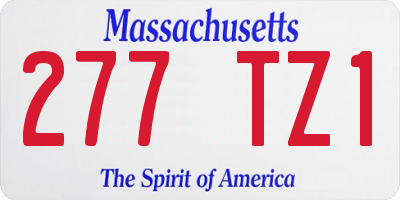 MA license plate 277TZ1