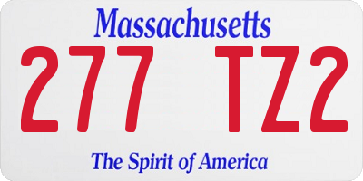 MA license plate 277TZ2