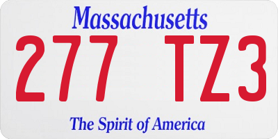 MA license plate 277TZ3
