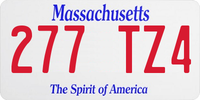 MA license plate 277TZ4
