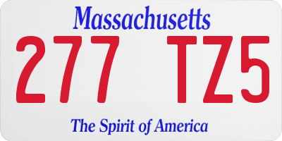 MA license plate 277TZ5