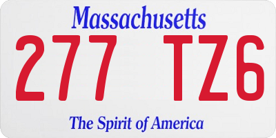 MA license plate 277TZ6