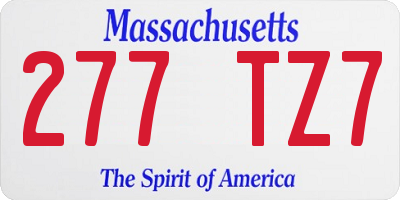 MA license plate 277TZ7