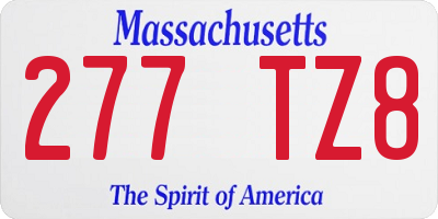 MA license plate 277TZ8
