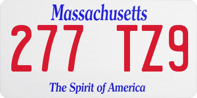MA license plate 277TZ9