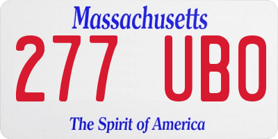 MA license plate 277UB0