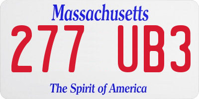 MA license plate 277UB3