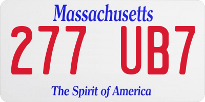 MA license plate 277UB7