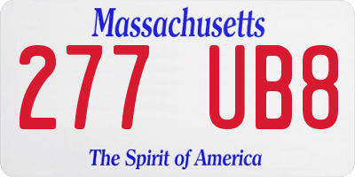 MA license plate 277UB8