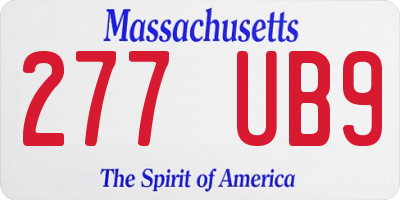 MA license plate 277UB9
