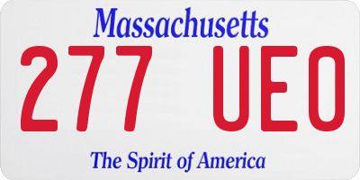 MA license plate 277UE0