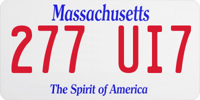 MA license plate 277UI7