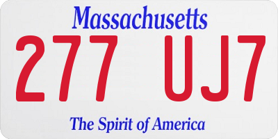 MA license plate 277UJ7
