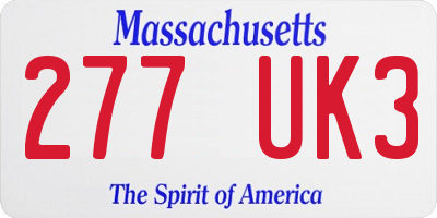 MA license plate 277UK3