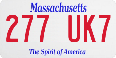 MA license plate 277UK7