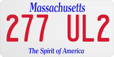MA license plate 277UL2