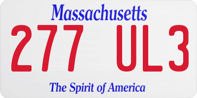 MA license plate 277UL3