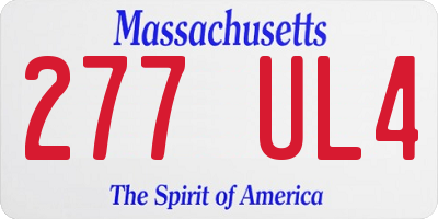 MA license plate 277UL4